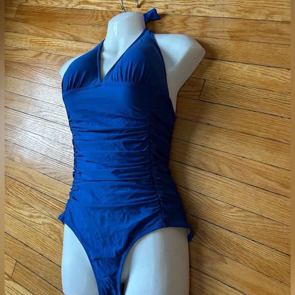 J Crew Blue Ruched One Piece, size 8 - Picture 5 of 11